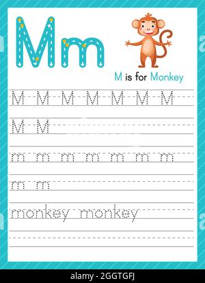 Letter M is for monkey. ABC game for kids. Alphabet coloring page ...