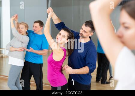 Adults learning to dance kizomba Stock Photo