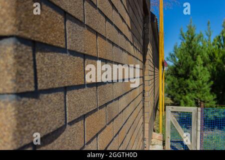 Flexible soft bitumen tile Shinglas. Construction Landscaping Stock ...