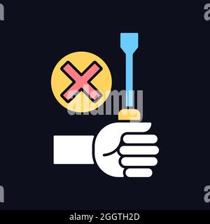 Do not repair yourself RGB color manual label icon for dark theme Stock Vector