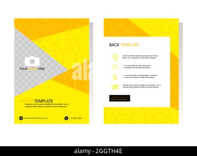 Yellow polygon business brochure templates. Geometry leaflet, A4 size flyer, book cover, presentation, card  template. Flat design set for marketing. Stock Vector