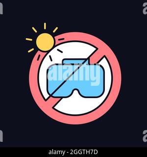 Do not leave in sunlight RGB color manual label icon for dark theme Stock Vector
