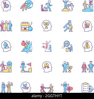 Motivation RGB color icons set Stock Vector