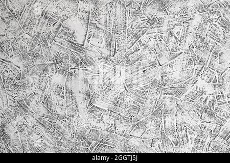Gray grooved stucco on wall. Plaster patterned texture or background. Closeup Stock Photo
