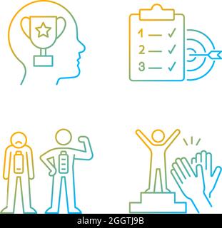 Intrinsic motivation gradient linear vector icons set Stock Vector