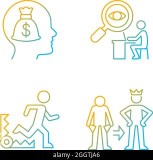 Extrinsic motivation gradient linear vector icons set Stock Vector