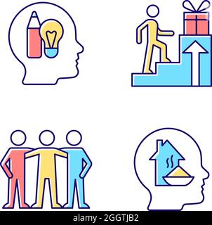 Motivational boosters RGB color icons set Stock Vector