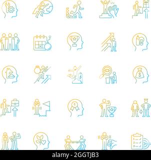Motivation gradient linear vector icons set Stock Vector