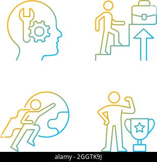 Motivation at work gradient linear vector icons set Stock Vector