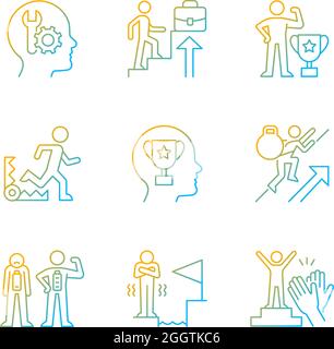 Strong motivation gradient linear vector icons set Stock Vector