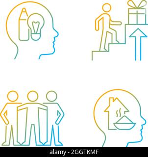 Motivational boosters gradient linear vector icons set Stock Vector