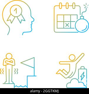 Motivation to win gradient linear vector icons set Stock Vector