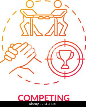 Competing red gradient concept icon Stock Vector
