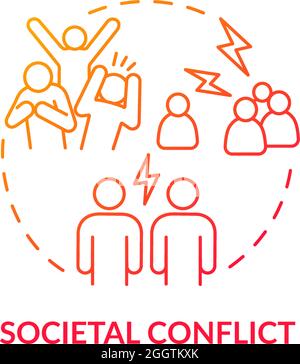 Societal conflict red gradient concept icon Stock Vector