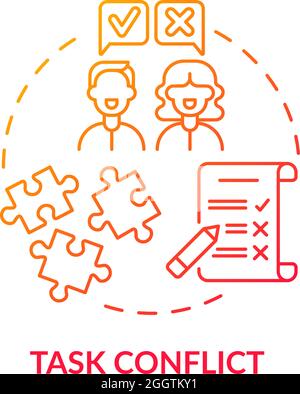 Task conflict red gradient concept icon Stock Vector