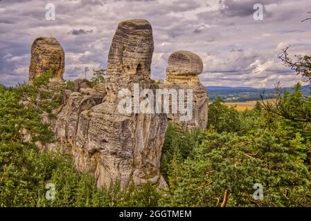 Rocks for climbing Hruba Skala in Czechia Stock Photo