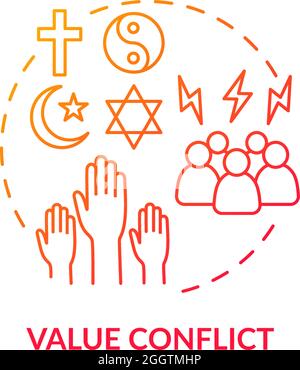 Value conflict red gradient concept icon Stock Vector