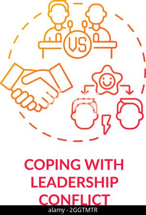 Coping with leadership conflict red gradient concept icon Stock Vector