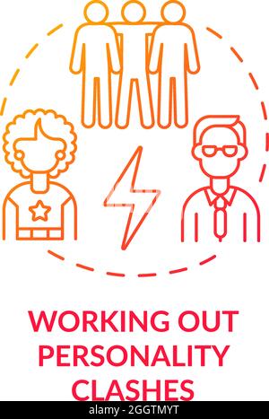 Working out personality clashes red gradient concept icon Stock Vector