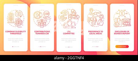 CSR basics red gradient onboarding mobile app page screen Stock Vector