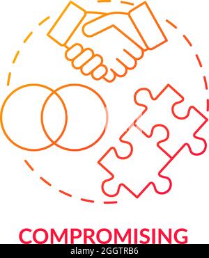 Compromising red gradient concept icon Stock Vector