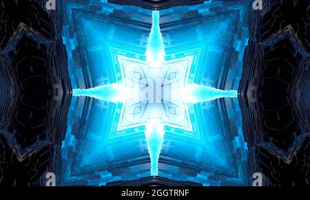 Sixth Sense. Psychic medium kaleidoscope. Abstract background with kaleidoscopic forms, trance and meditation concept. Acrylic bright paints forming r Stock Photo