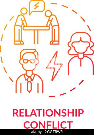 Relationship conflict red gradient concept icon Stock Vector