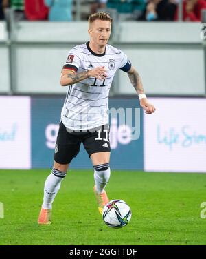 St. Gallen, Switzerland. 02nd Sep, 2021. Football: World Cup Qualification Europe, Liechtenstein - Germany, Group Stage, Group J, Matchday 4 at Kybunpark. Marco Reus of Germany plays the ball. Credit: Sven Hoppe/dpa/Alamy Live News Stock Photo