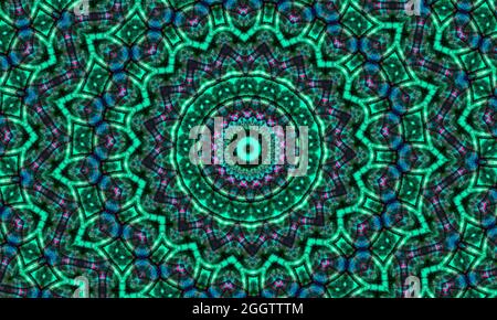 Green Geometric design, Mosaic of a kaleidoscope, abstract Mosaic Background, colorful Futuristic Background, geometric pattern. Stock Photo