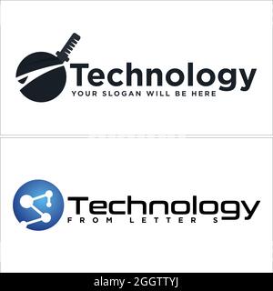 Technology software connection ninja logo design Stock Vector