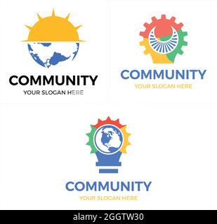 Global community gear logo design Stock Vector