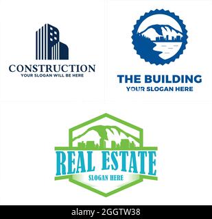 Construction building apartment logo design Stock Vector