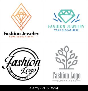 Fashion jewelry diamond business logo design Stock Vector