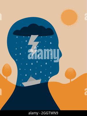 Person Suffering From Depression Illustration  Stock Vector