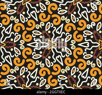Seamless abstract ornament from Halloween colors. Leopard pattern. Orange, beige, brown and black for print design, wallpaper, background or texture Stock Vector