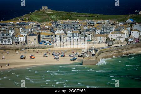 Picturesque View Looking Down On St Ives Harbour Stock Photo