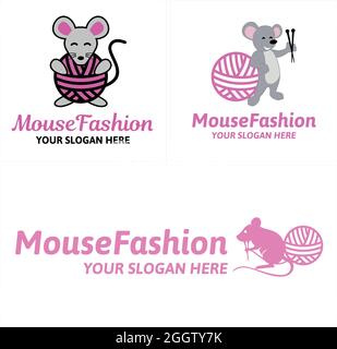 Fashion retail shop with ball of yarn needle logo design Stock Vector