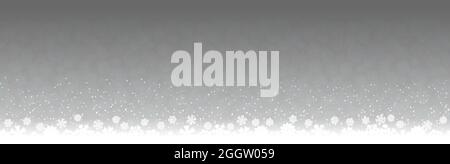 seamless eps10 vector file with snow flakes on bottom side, abstract fall of snow and silver colored background Stock Vector