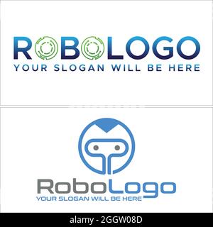 Robot tech vector logo design Stock Vector