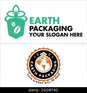 Retail eco-friendly packaging earth logo design Stock Vector