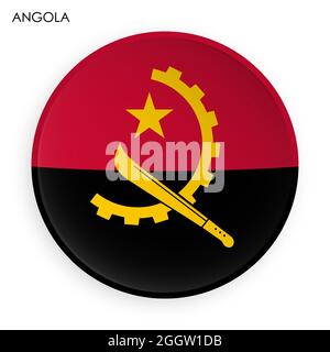 ANGOLA flag icon in modern neomorphism style. Button for mobile application or web. Vector on white background Stock Vector