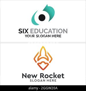 Education coaching astronomy rocket logo design Stock Vector