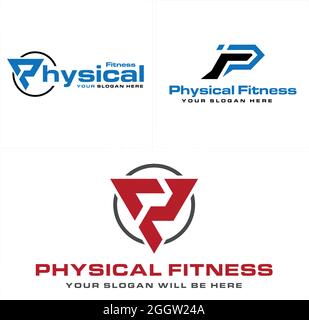 Physical fitness initial P logo design Stock Vector