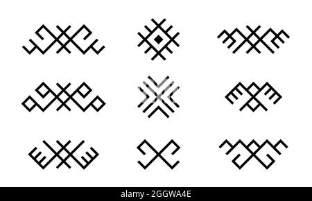 Set of ethnic Baltic Folk traditional symbols Stock Vector