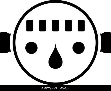 Water Meter Icon. Black Stencil Design. Vector Illustration. Stock Vector