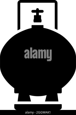 Gas Cylinder Icon. Black Stencil Design. Vector Illustration. Stock Vector