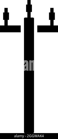 High Voltage Line Icon. Black Stencil Design. Vector Illustration. Stock Vector