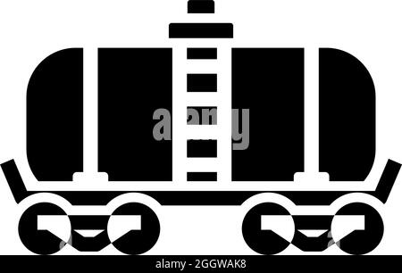 Oil Railway Tank Icon. Black Stencil Design. Vector Illustration. Stock Vector