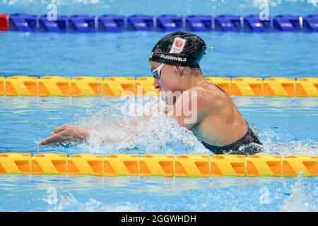 TOKYO, JAPAN - SEPTEMBER 3: Chantalle Zijderveld of the Netherlands competing on Women's 200m Individual Medley during the Tokyo 2020 Olympic Games at the Tokyo Aquatics Centre on September 3, 2021 in Tokyo, Japan (Photo by Ilse Schaffers/Orange Pictures) NOCNSF Stock Photo