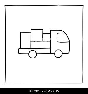 Doodle truck icon, hand drawn with thin line Stock Vector